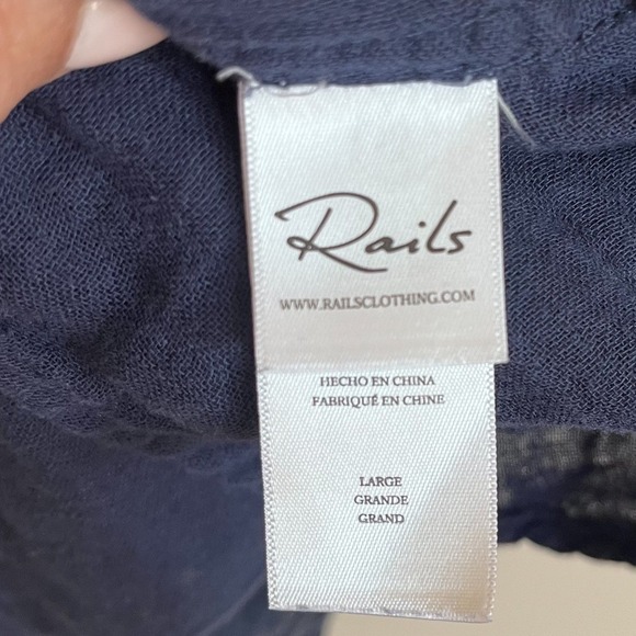 Rails Womens Ellis Shirt Size L Indigo Blue Gauzy Button 100% Organic Cotton - Picture 6 of 7